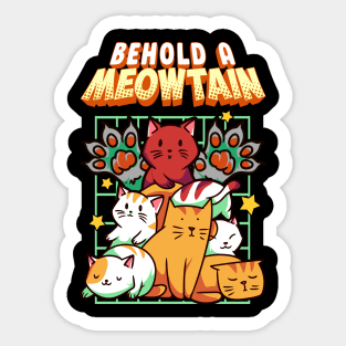 Cute & Funny Behold A Meowtain Cat Mountain Kitty Sticker